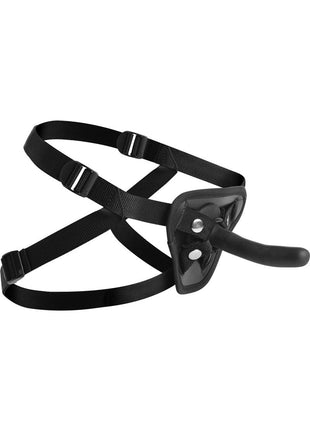 Strap U Pegged Pegging Silicone 5in Dildo with Harness - Black