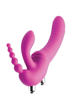 Strap U Regal Rider Vibrating Silicone Strapless Strap-On Triple G 6in Dildo