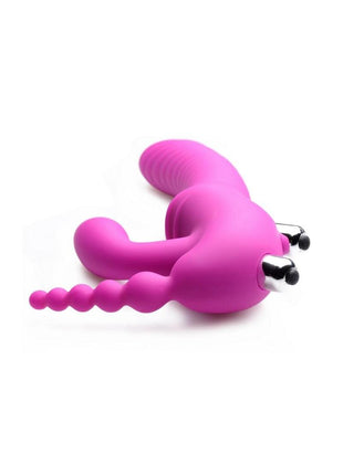 Strap U Regal Rider Vibrating Silicone Strapless Strap-On Triple G 6in Dildo