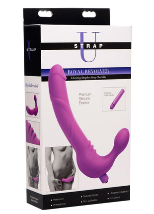 Strap U Royal Revolver Vibrating Silicone Strapless Strap-On - Black/Purple
