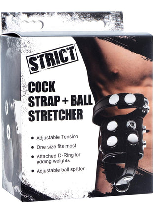Strict Cock Strap and Ball Stretcher - Black