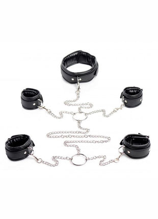 Strict Slave Bondage Shackle - Black/Metal - Set