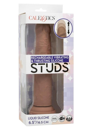 Rechargeable Vibrating and Thrusting Silicone Studs - Caramel