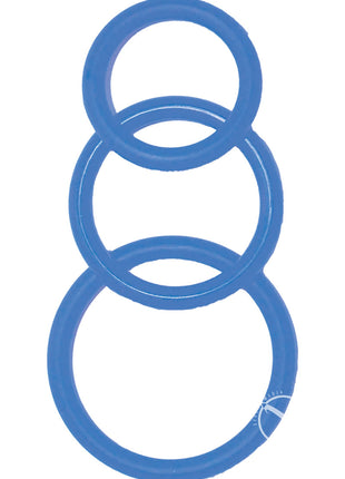 Super Silicone Cock Rings - Blue - 3 Pack