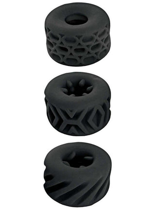 Super Stretchy Stroker Silicone Cock Rings - Black - 3 Piece