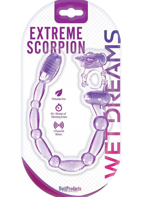 Super Xtreme Vibrating Scorpion Silicone Cock Ring Waterproof - Purple