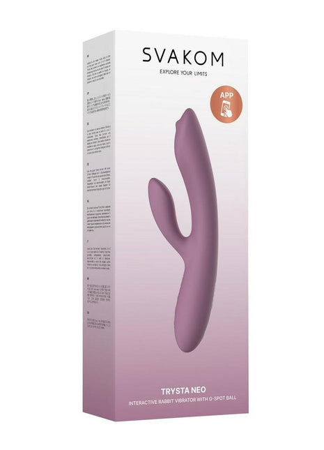 Svakom Trysta Neo Rechargeable App Compatible Silicone Rabbit Vibrator - Lavender/Purple
