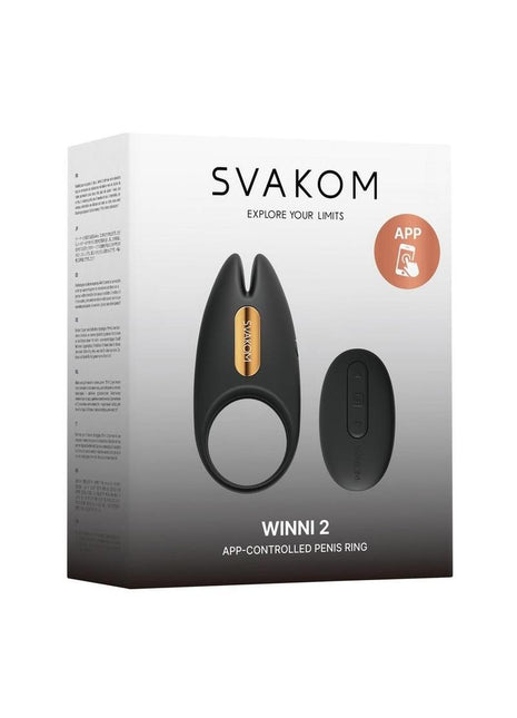 Svakom Winni 2 Silicone Cock Ring - Black/Gold