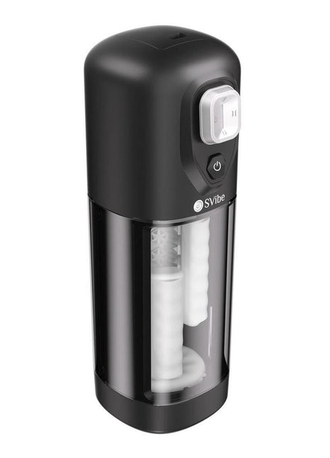 Svibe Ikon Volt Rechargeable Custom Vibrating Heating Masturbator - Black/Clear