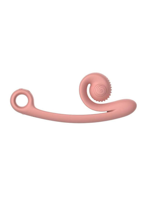 Svibe Snail Curve Rechargeable Silicone Vibrator with Clitoral Stimulator - Peachy - Pink