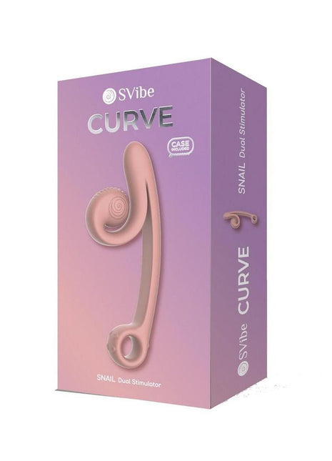 Svibe Snail Curve Rechargeable Silicone Vibrator with Clitoral Stimulator - Peachy - Pink