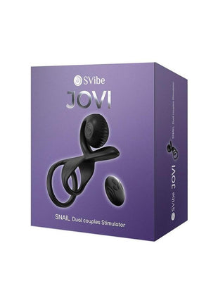 Svibe Snail Jovi Rechargeable Silicone Couples Cock Ring with Remote Control - Black