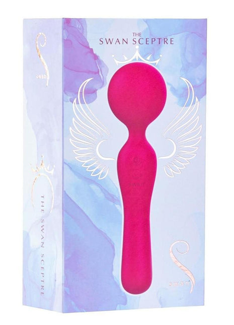 Swan The Swan Sceptre Rechargeable Silicone Dual End Wand Massager - Magenta/Red