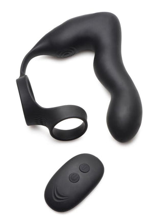 Swell Rechargeable Silicone Inflatable 10x Vibrating Prostate Plug with Cock and Ball Ring and Remote Control