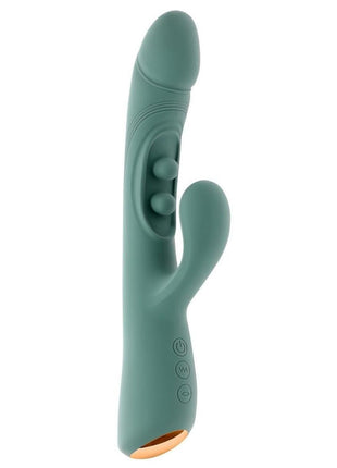 Tapped Out Rechargeable Silicone Vibrator with Stimulator - Green