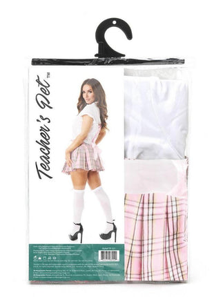 Teacher's Pet Private Schoolgirl Costume - Pink/White - One Size - 3 Piece
