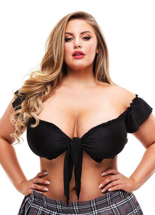 Teacher's Pet Schoolgirl Tie Top - Black - XLarge
