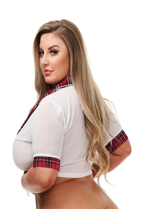 Teacher's Pet Schoolgirl Top - Red/Wine - Queen