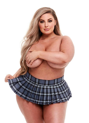 Teacher's Pet Standard Schoolgirl Plaid Skirt - Grey - XLarge