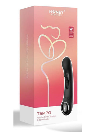 Tempo Pressure Sensing App Controlled Kinky Finger Tapping Rechargeable Silicone G-Spot Vibrator - Black