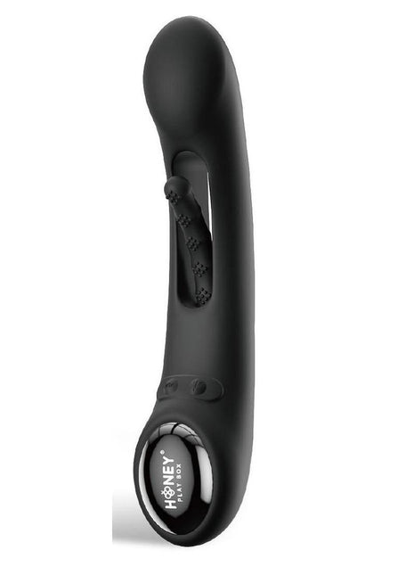 Tempo Pressure Sensing App Controlled Kinky Finger Tapping Rechargeable Silicone G-Spot Vibrator - Black