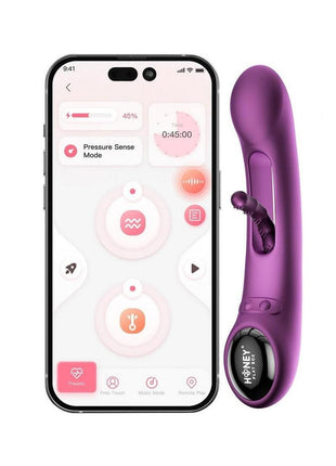 Tempo Pressure Sensing App Controlled Kinky Finger Tapping Rechargeable Silicone G-Spot Vibrator