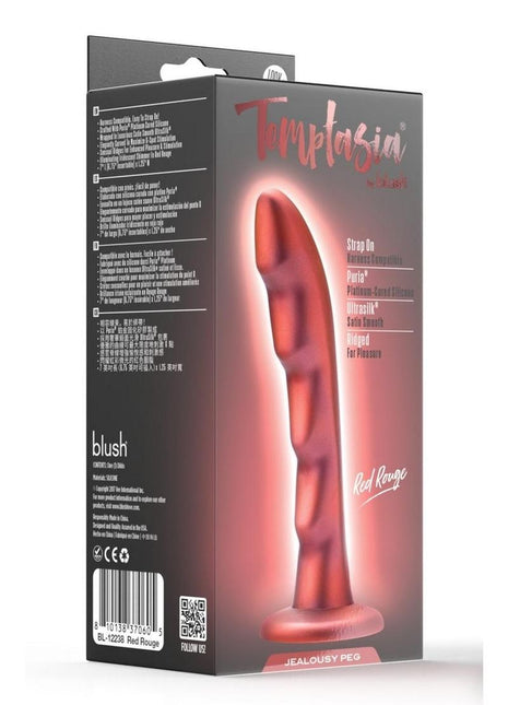Temptasia Jelousy Peg Silicone Dildo - Red Rouge - Red
