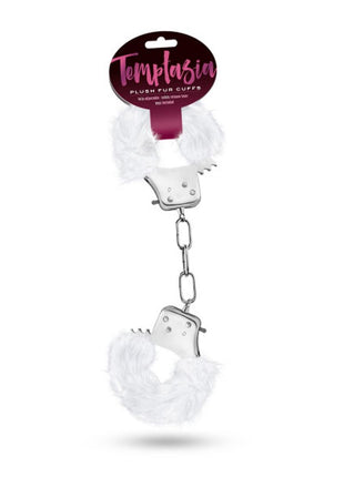 Temptasia Plush Fur Cuffs - Metal/White