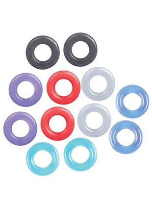 The 9's - Baller's Dozen 12 Piece Cock Ring - Assorted Colors - Set