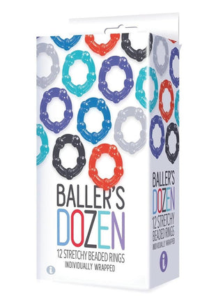The 9's - Baller's Dozen Beaded Cockrings - Assorted Colors - 12 Per Pack