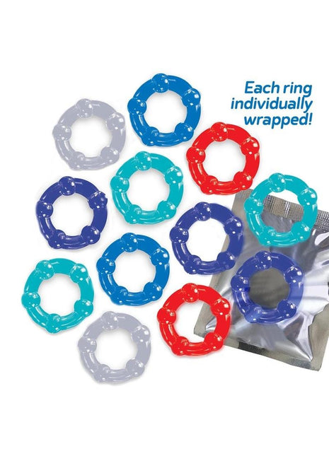 The 9's - Baller's Dozen Beaded Cockrings - Assorted Colors - 12 Per Pack