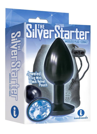 The 9's - The Silver Starter Bejeweled Annodized Stainless Steel Plug - Black/Blue/Cobalt