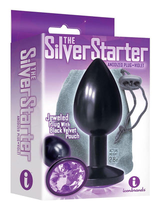 The 9's - The Silver Starter Bejeweled Annodized Stainless Steel Plug - Black/Purple/Violet