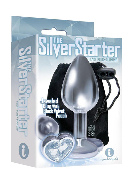 The 9's - The Silver Starter Bejeweled Heart Stainless Steel Plug - Clear/Diamond