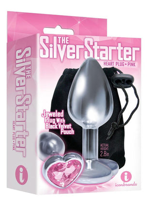 The 9's - The Silver Starter Bejeweled Heart Stainless Steel Plug - Pink