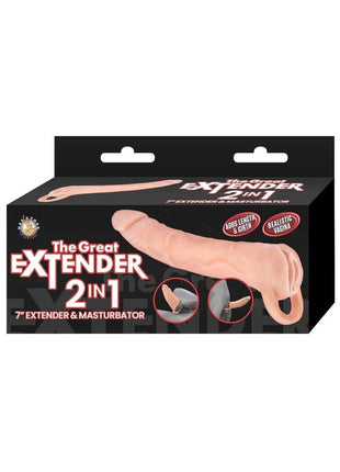 The Great Extender 2 In 1 Extender and Masturbator - Vanilla - 7in