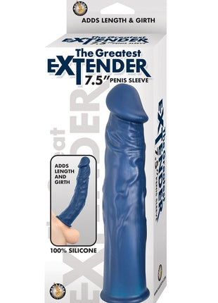 The Greatest Extender Silicone Penis Sleeve - Blue - 7.5in