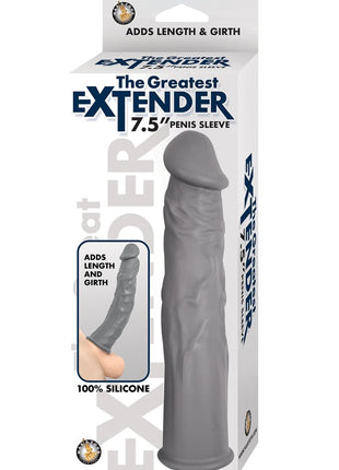 The Greatest Extender Silicone Penis Sleeve - Gray/Grey - 7.5in