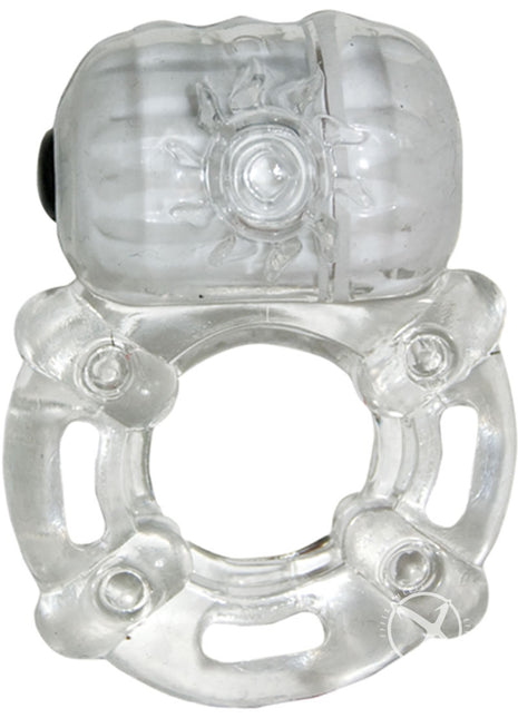 The Macho Crystal Collection Pulsating Erection Keeper Vibrating Cock Ring - Clear