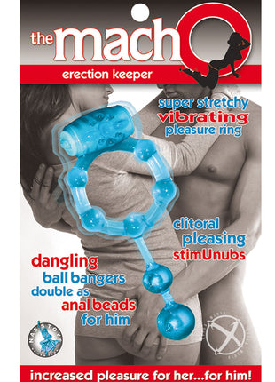 The Macho Erection Keeper Vibrating Cock Ring - Blue