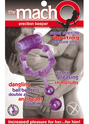 The Macho Erection Keeper Vibrating Cock Ring - Purple