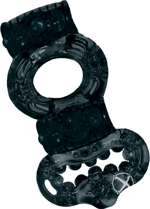 The Macho Ultimate Ring Double Power Cock and Ball Vibrating Cock Ring - Black