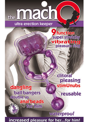 The Macho Ultra Erection Keeper Vibrating Cock Ring - Purple