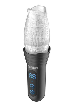 The Male Rose Pro Rechargeable Thrusting Rotating Masturbator - Black/Clear