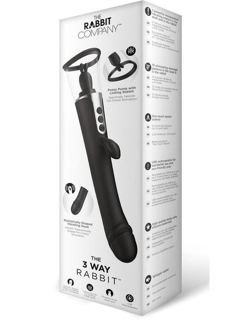 The Rabbit Company The 3 Way Rabbit Rechargeable Silicone Triple Stimulating Vibrator - Black