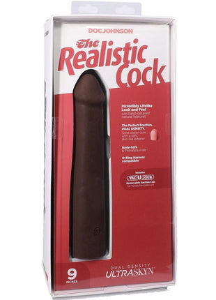 The Realistic Cock Ultraskyn Removable Vac-U-Lock Suction Cup - Chocolate - 9in