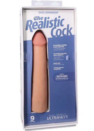 The Realistic Cock Ultraskyn Removable Vac-U-Lock Suction Cup - Vanilla - 9in
