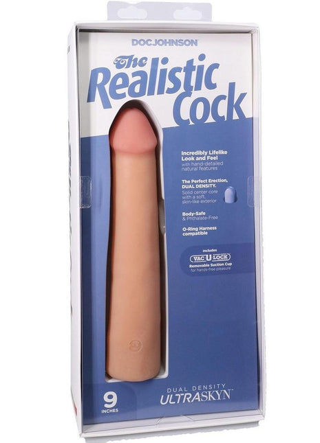 The Realistic Cock Ultraskyn Removable Vac-U-Lock Suction Cup - Vanilla - 9in