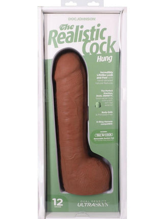 The Realistic Cock with Balls Ultraskyn Hung with Removable Vac-U-Lock Suction Cup - Caramel - 12in