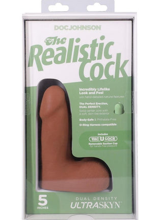 The Realistic Cock with Balls Ultraskyn Removable Vac-U-Lock Suction Cup - Caramel - 5in